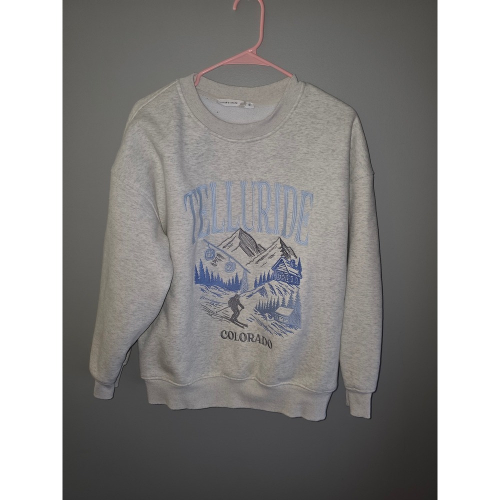 Altar'd State Telluride Colorado Graphic Sweatshirt Gray Small Ski Mountain